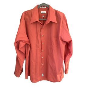 VanHuesen size 17 1/2  34/35 mens coral button up long sleeve